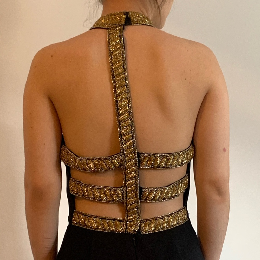 A.J. Bari Vintage Gown with Beaded Straps